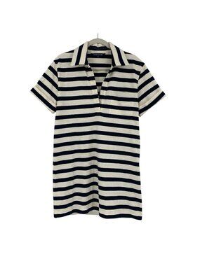 Veronica Beard Black and White Striped Polo Mini Dress